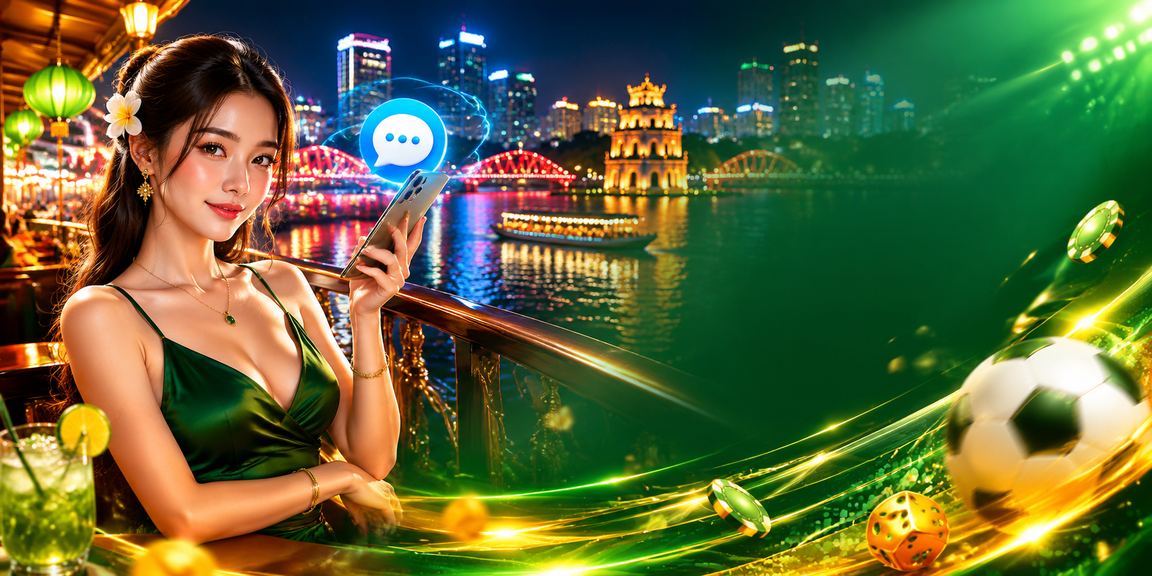 Người dùng tại Hà Nội trải nghiệm game slot tại chợ đêm với điện thoại và ánh đèn rực rỡ